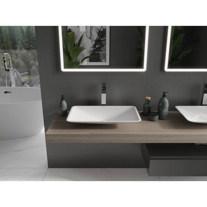 Mexen Esper countertop basin made of conglomerate 60 x 38 cm, white - 23036001