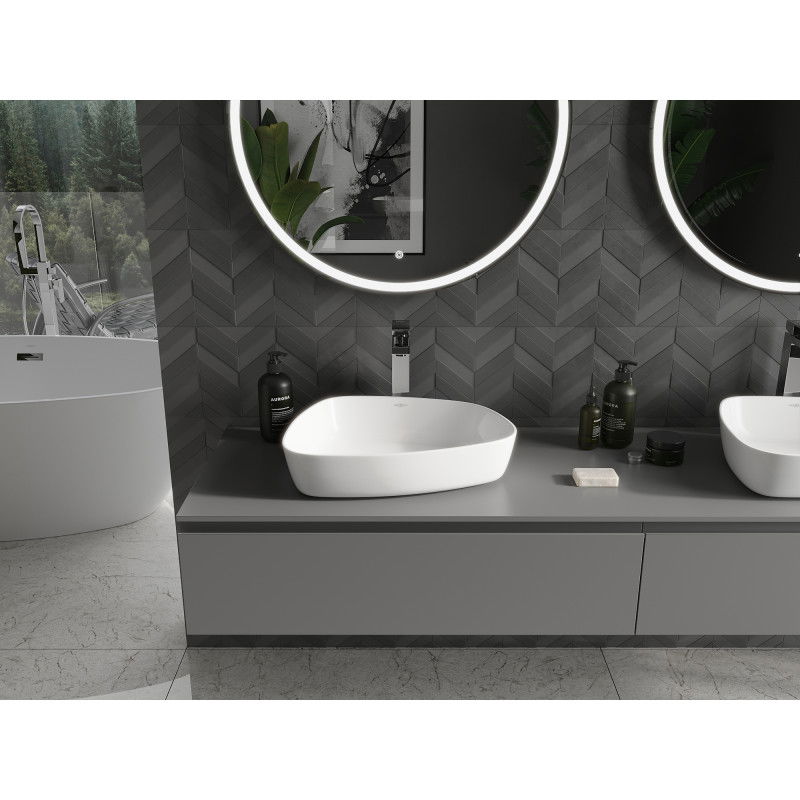 Mexen Ono countertop washbasin made of conglomerate 51 x 39 cm, white - 23045101