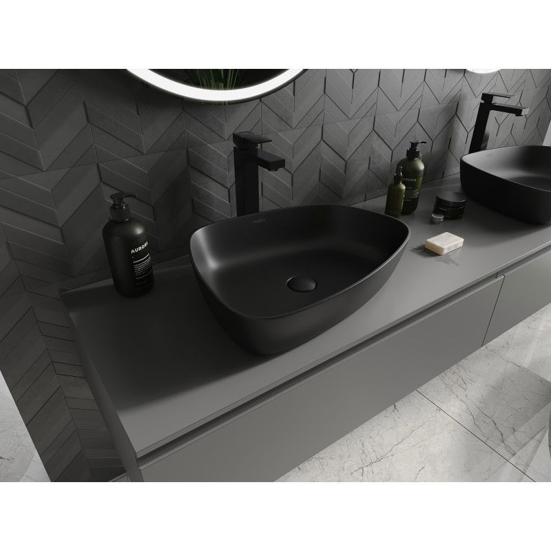 Mexen Ono countertop washbasin made of conglomerate 51 x 39 cm, black - 23045171
