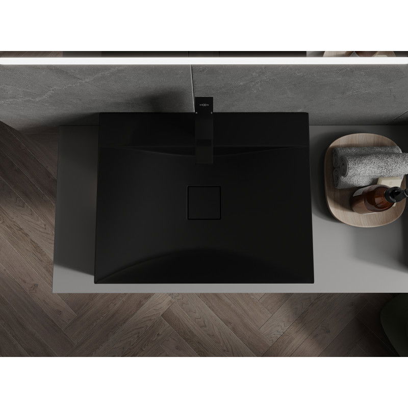 Mexen Poli countertop basin made of conglomerate 1/O 60 x 48 cm, black - 23026071