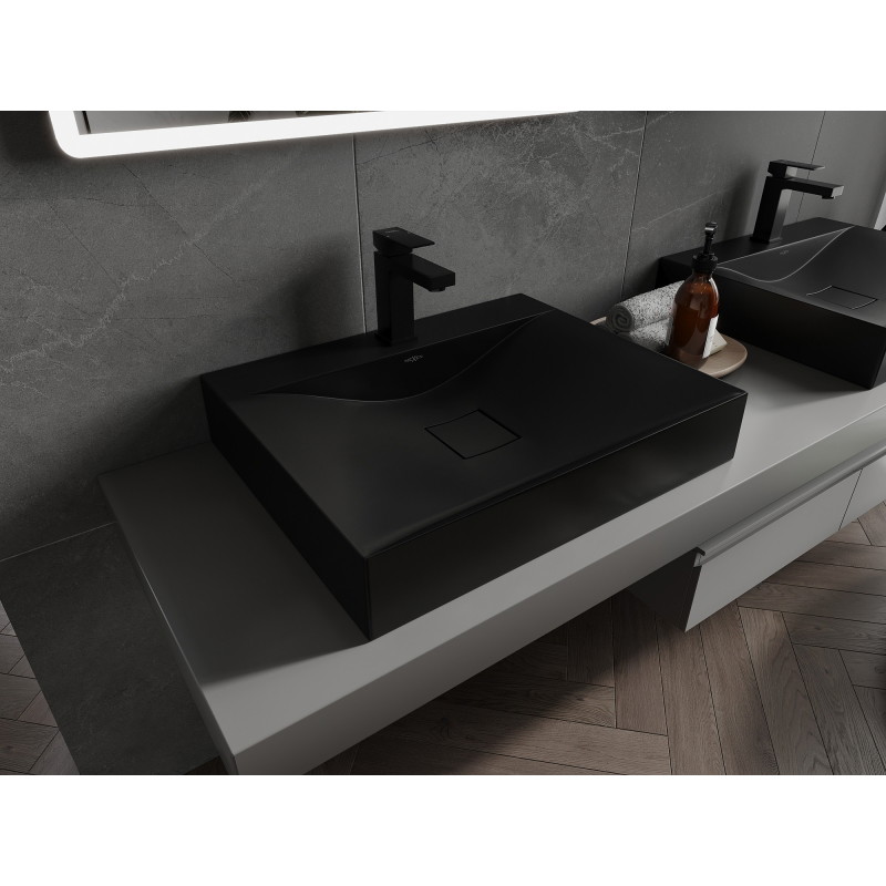Mexen Poli countertop sink made of conglomerate 1/O 60 x 48 cm, black - 23026071
