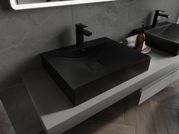Mexen Poli conglomerate countertop washbasin 1/O 60 x 48 cm, Black - 23026071
