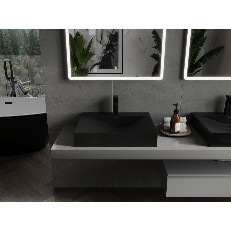 Mexen Poli countertop basin made of conglomerate 1/O 60 x 48 cm, black - 23026071