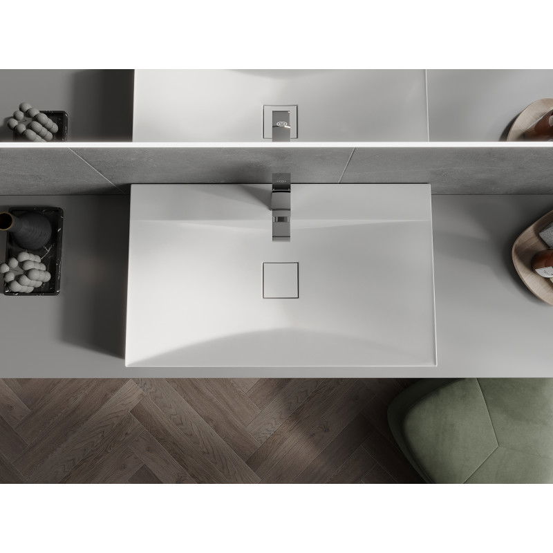 Mexen Poli countertop washbasin made of conglomerate 1/O 80 x 48 cm, white - 23028001