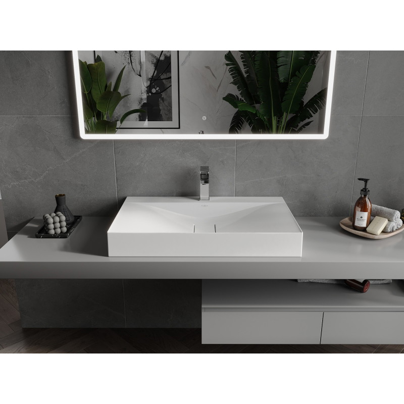 Mexen Poli conglomerate countertop washbasin 1/O 80 x 48 cm, white - 23028001