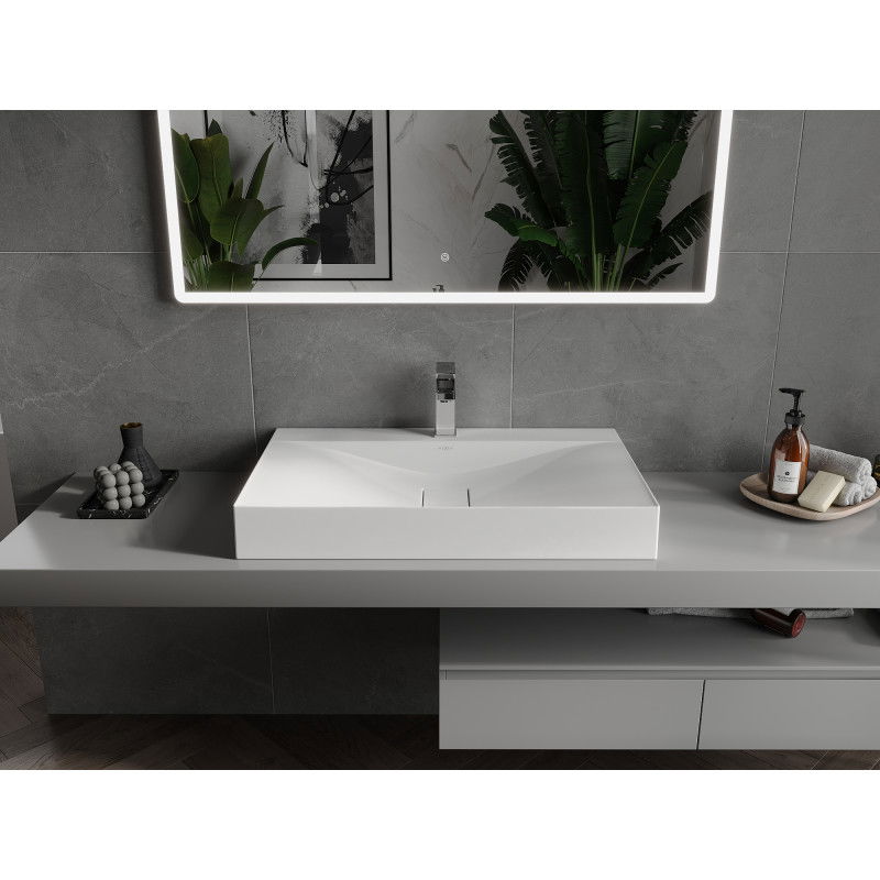 Mexen Poli countertop washbasin made of conglomerate 1/O 80 x 48 cm, white - 23028001