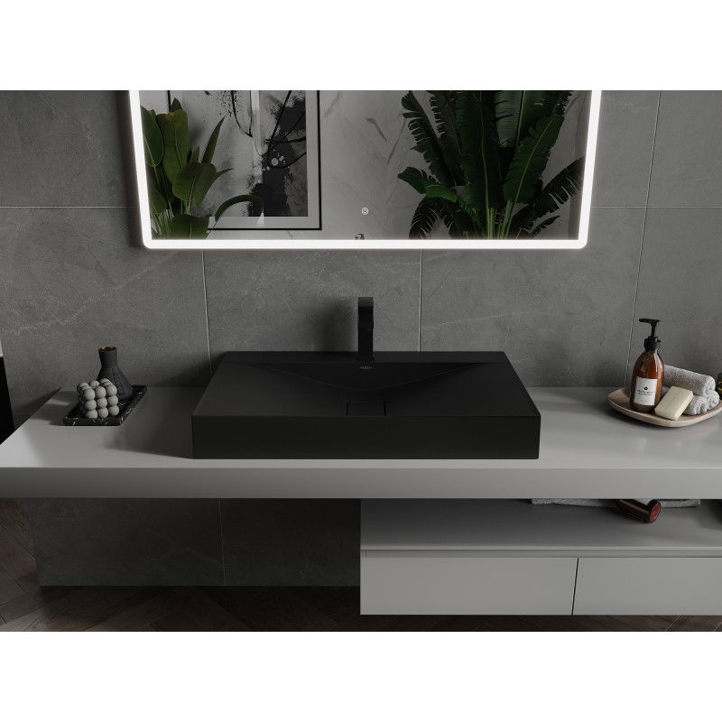 Mexen Poli countertop washbasin made of conglomerate 1/O 80 x 48 cm, black - 23028071
