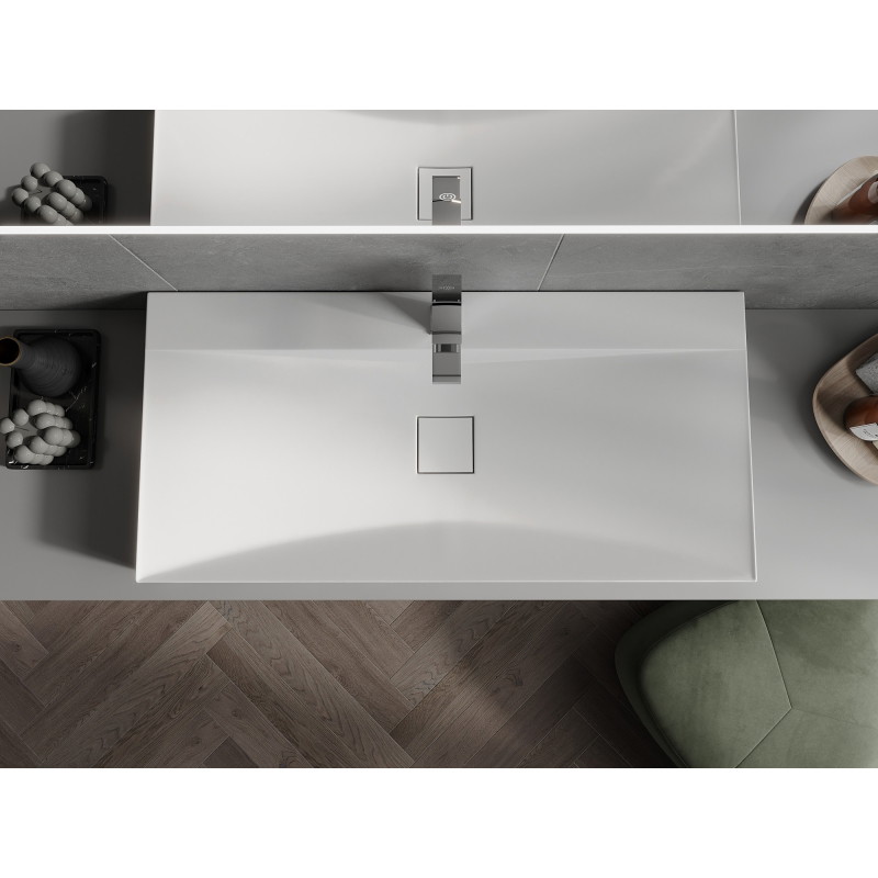 Mexen Poli above-counter sink made of conglomerate 1/O 100 x 48 cm, white - 23021001