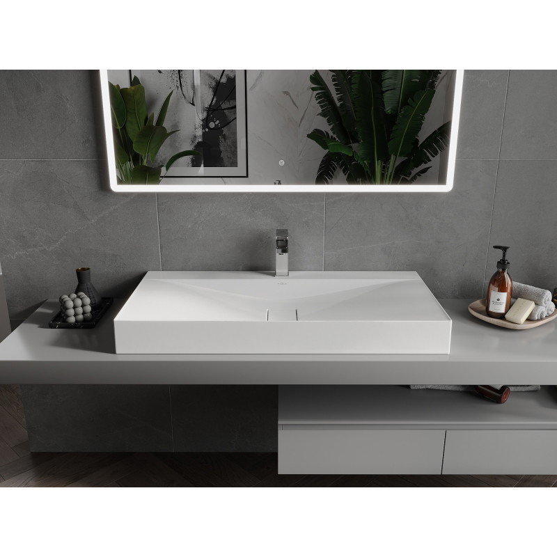 Mexen Poli above-counter sink made of conglomerate 1/O 100 x 48 cm, white - 23021001
