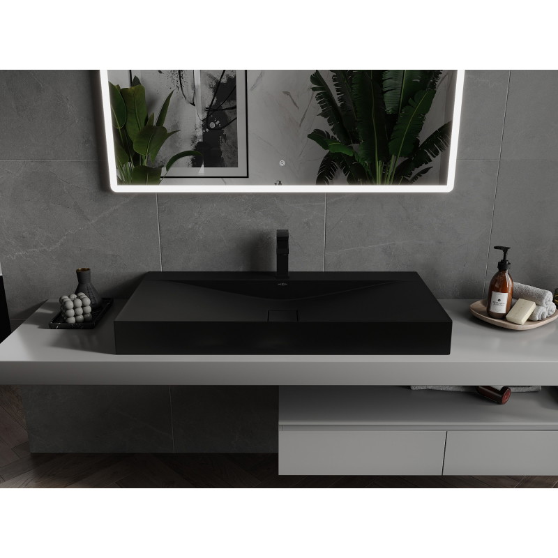 Mexen Poli countertop basin made of conglomerate 1/O 100 x 48 cm, black - 23021071