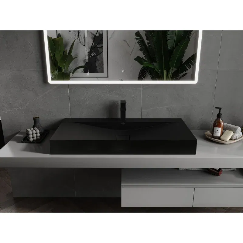 Mexen Poli countertop washbasin made of conglomerate 1/O 100 x 48 cm, black - 23021071