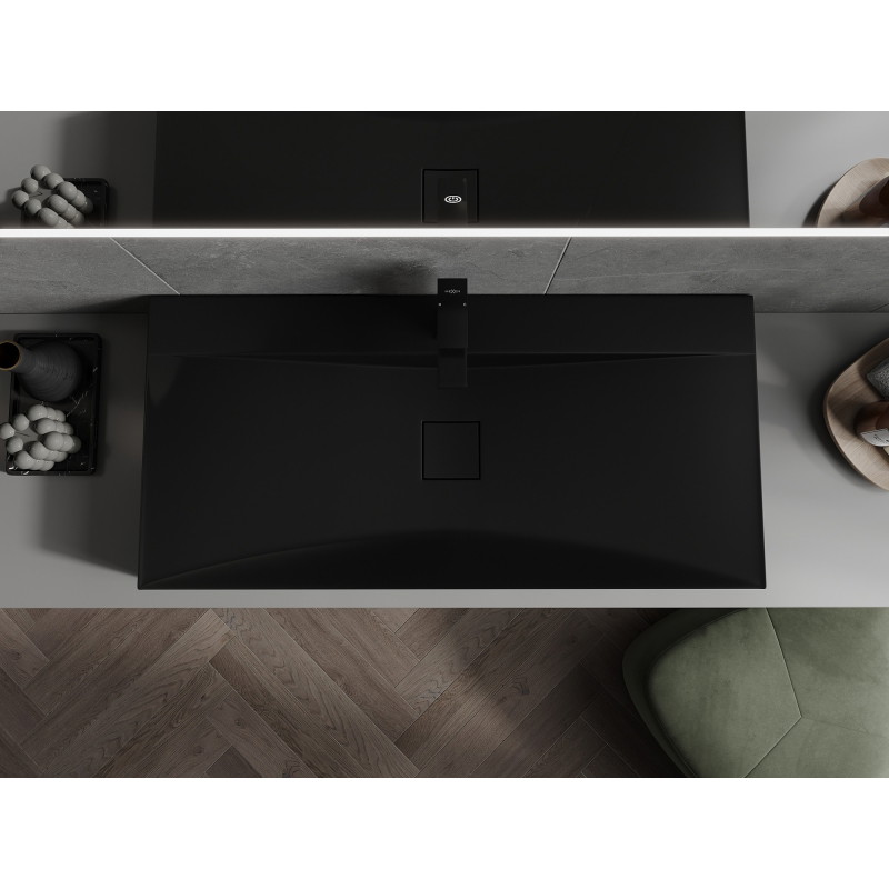 Mexen Poli countertop basin made of conglomerate 1/O 100 x 48 cm, black - 23021071