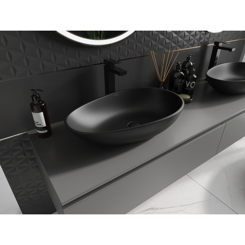 Mexen Nora countertop washbasin made of conglomerate 60 x 36 cm, black - 23056071