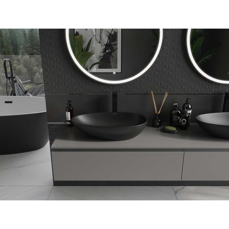 Mexen Nora countertop washbasin made of conglomerate 60 x 36 cm, black - 23056071
