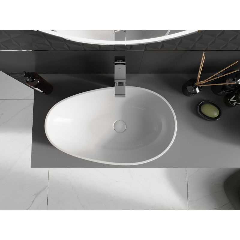 Mexen Nora countertop basin made of conglomerate 60 x 36 cm, white - 23056001