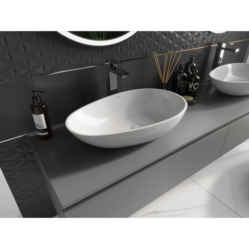 Mexen Nora countertop washbasin made of conglomerate 60 x 36 cm, white - 23056001