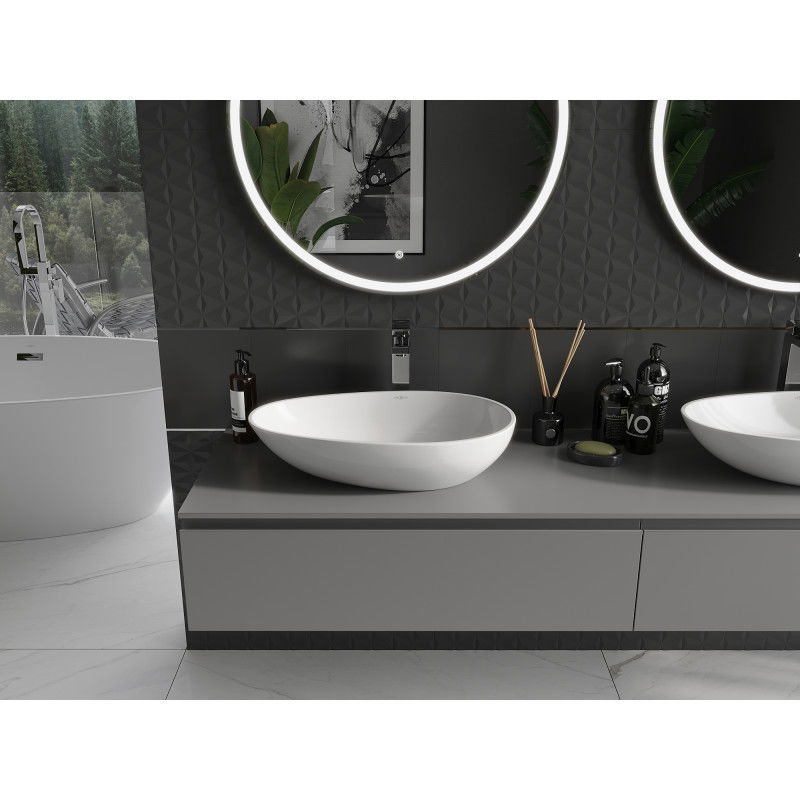 Mexen Nora countertop basin made of conglomerate 60 x 36 cm, white - 23056001