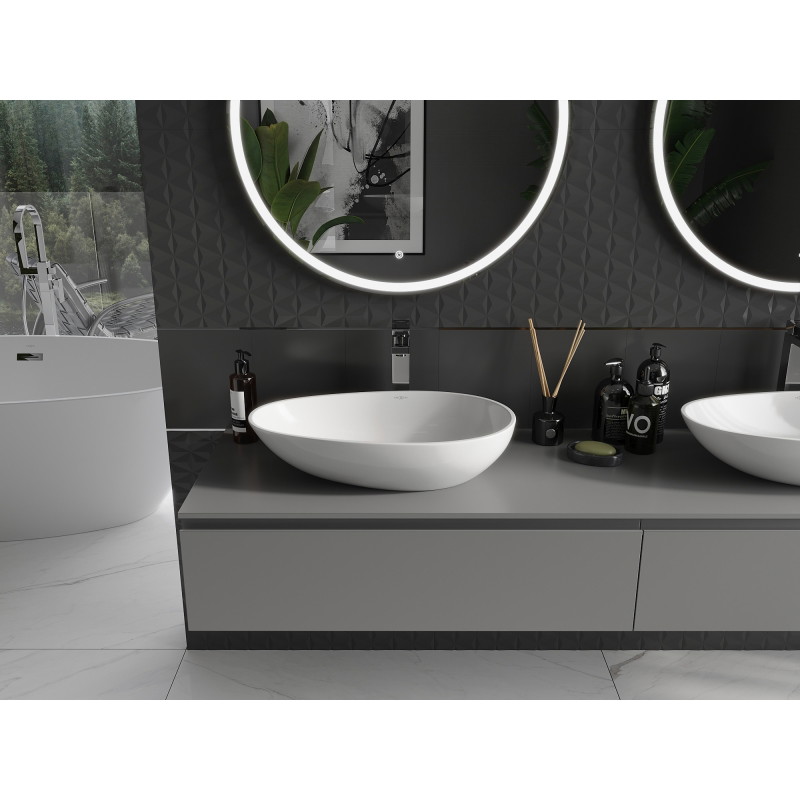 Mexen Nora countertop washbasin made of conglomerate 60 x 36 cm, white - 23056001