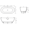 Mexen Rimini conglomerate freestanding bathtub 150 x 75 cm, Black matt - 57241507570