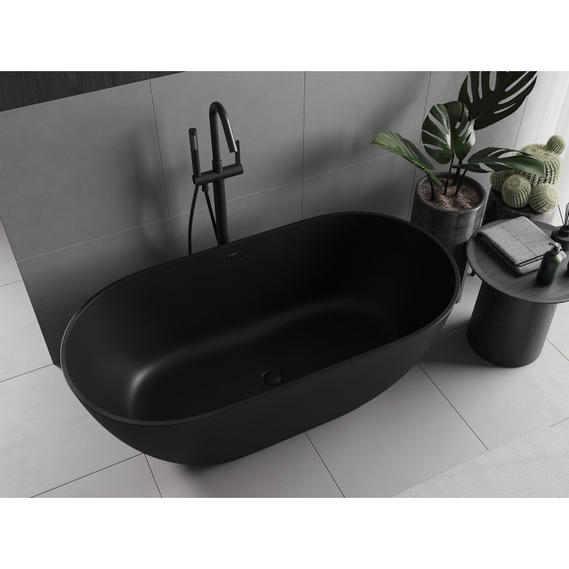 Mexen Rimini freestanding bathtub made of conglomerate 150 x 75 cm, black matte - 57241507570