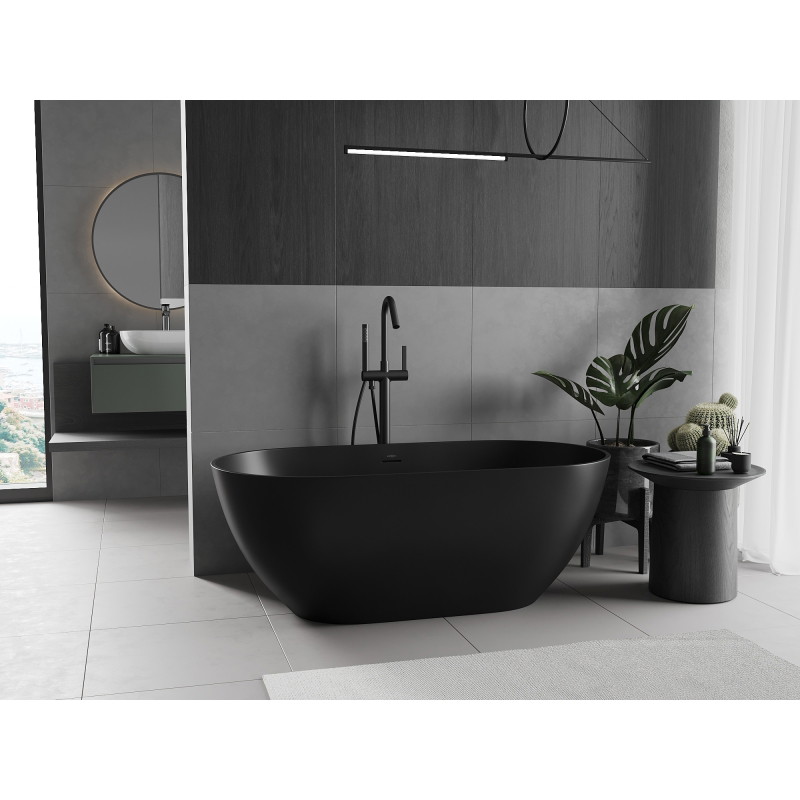Mexen Rimini freestanding bathtub made of conglomerate 150 x 75 cm, black matte - 57241507570
