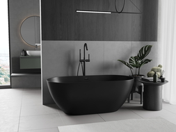 Mexen Rimini conglomerate freestanding bathtub 150 x 75 cm, Black matt - 57241507570