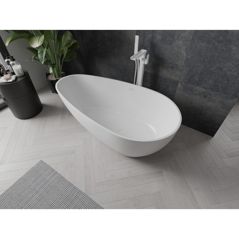 Mexen Palermo freestanding bathtub made of conglomerate 150 x 78 cm, white matte - 57211507800