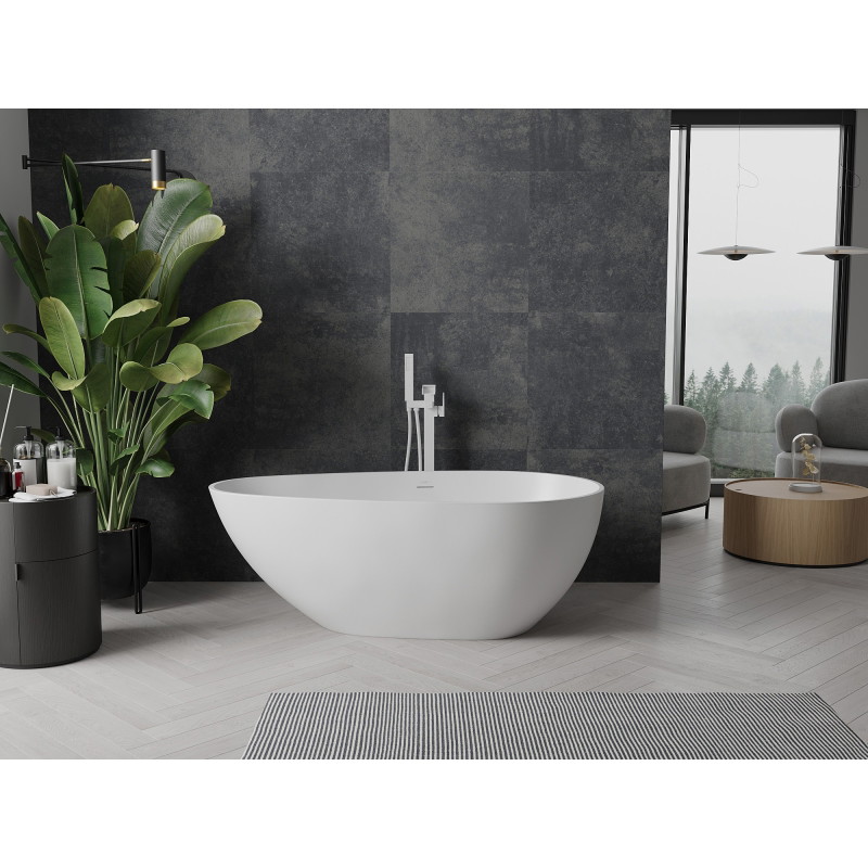 Mexen Palermo freestanding bathtub made of conglomerate 150 x 78 cm, white matte - 57211507800