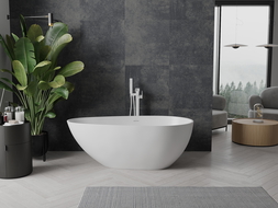 Mexen Palermo conglomerate freestanding bathtub 150 x 78 cm, White matt - 57211507800
