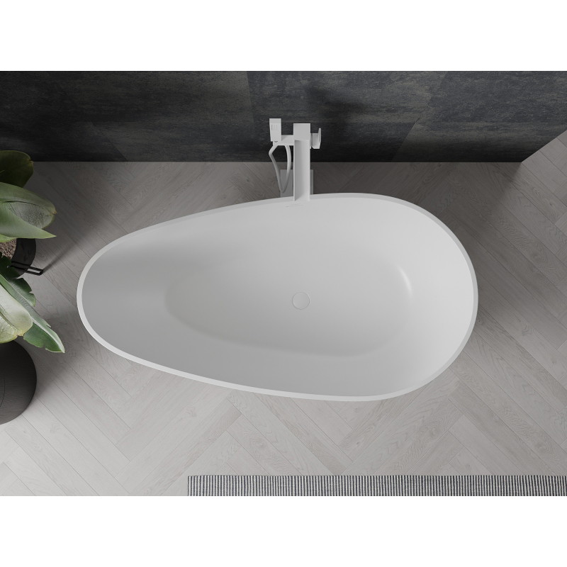 Mexen Palermo freestanding bathtub made of conglomerate 150 x 78 cm, white matte - 57211507800