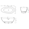 Mexen Palermo conglomerate freestanding bathtub 150 x 78 cm, White matt - 57211507800