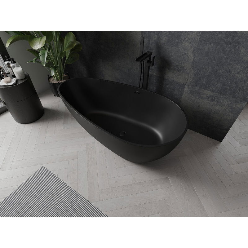 Mexen Palermo freestanding bath made of conglomerate 150 x 78 cm, black matt - 57211507870