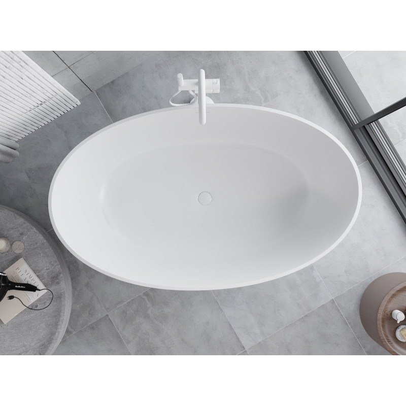 Mexen Parma freestanding bathtub made of conglomerate 160 x 95 cm, white matte - 57231609500