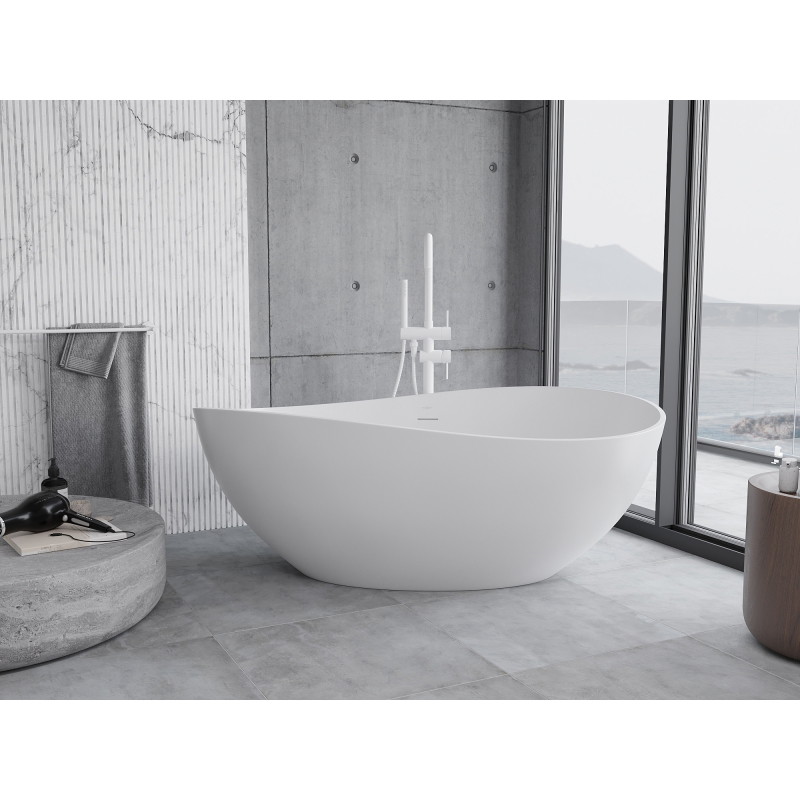 Mexen Parma free-standing bathtub made of conglomerate 160 x 95 cm, white matte - 57231609500