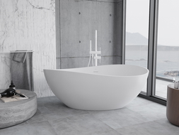 Mexen Parma conglomerate freestanding bathtub 160 x 95 cm, White matt - 57231609500
