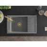 Mexen Elias granite sink with 1 basin with drainer and Savita kitchen faucet, gray - 6511-71-672601-50