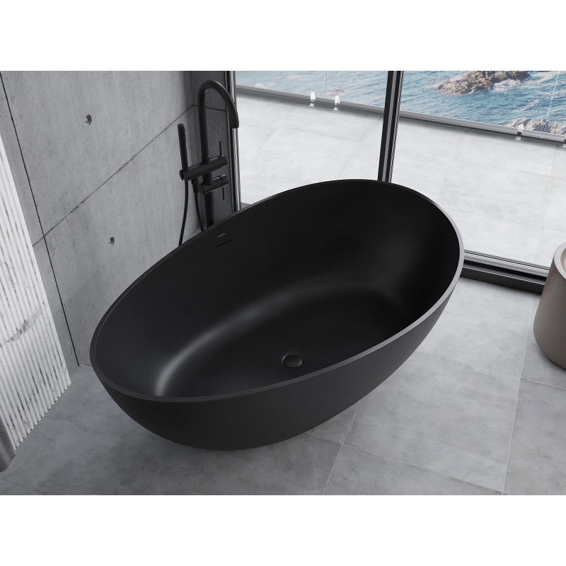 Mexen Parma freestanding composite bath 160 x 95 cm, black matte - 57231609570