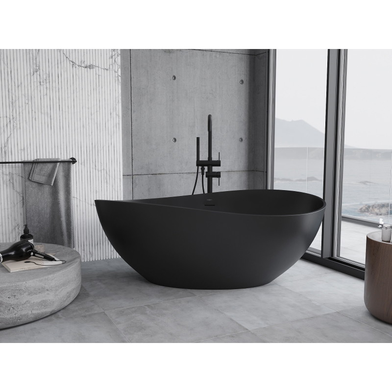 Mexen Parma freestanding bathtub made of conglomerate 160 x 95 cm, black matte - 57231609570