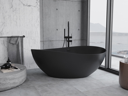 Mexen Parma conglomerate freestanding bathtub 160 x 95 cm, Black matt - 57231609570