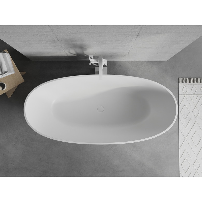 Mexen Bari freestanding bathtub made of conglomerate 165 x 75 cm, white matte - 57221657500