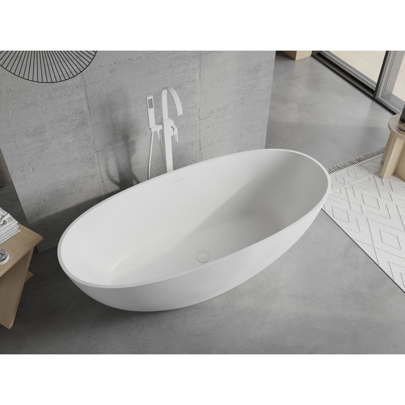 Mexen Bari freestanding bath made of conglomerate 165 x 75 cm, white matte - 57221657500