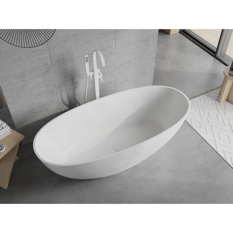 Mexen Bari freestanding bathtub made of conglomerate 165 x 75 cm, matte white - 57221657500
