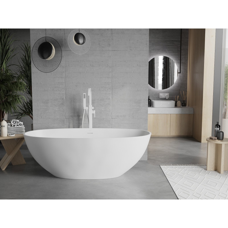 Mexen Bari freestanding bathtub made of conglomerate 165 x 75 cm, white matte - 57221657500