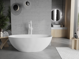 Mexen Bari conglomerate freestanding bathtub 165 x 75 cm, White matt - 57221657500