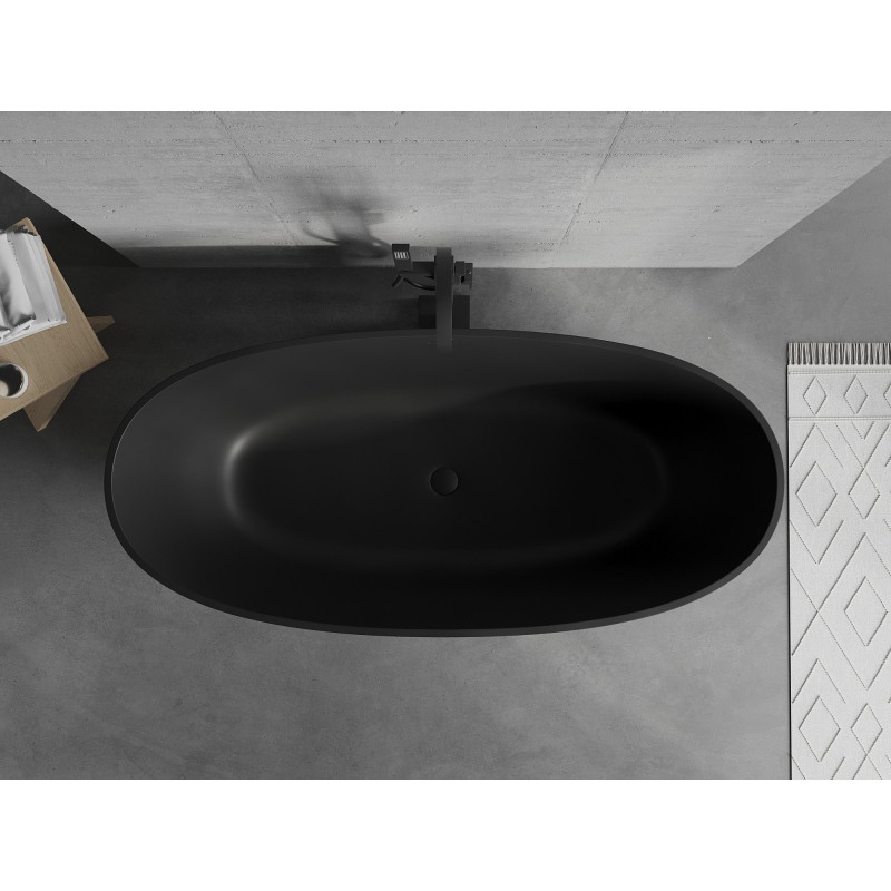 Mexen Bari freestanding bathtub made of conglomerate 165 x 75 cm, matte black - 57221657570