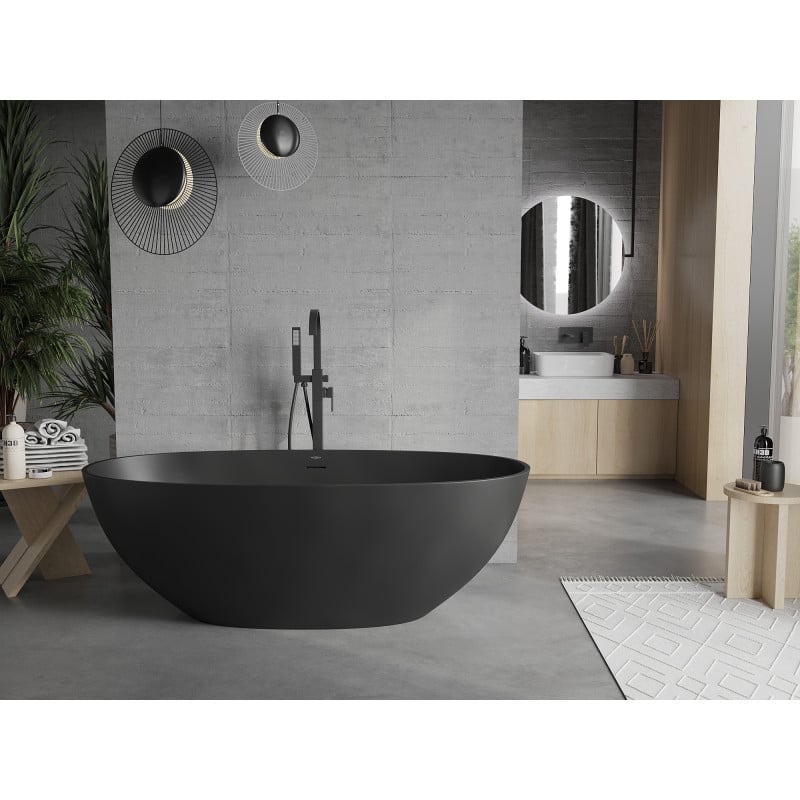 Mexen Bari freestanding bath made of conglomerate 165 x 75 cm, black matte - 57221657570