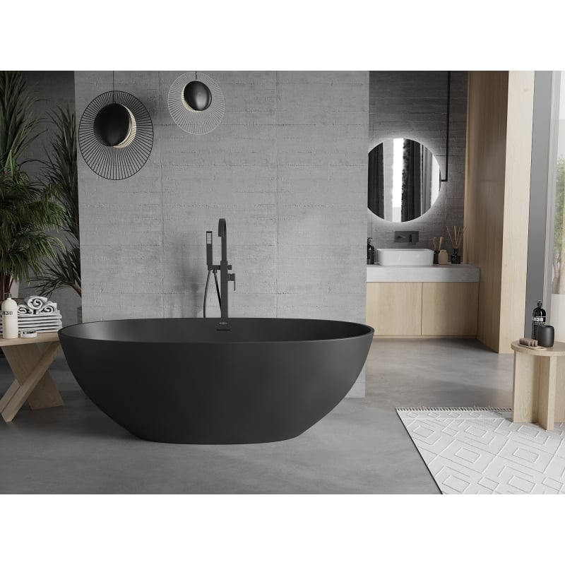 Mexen Bari freestanding bathtub made of conglomerate 165 x 75 cm, matte black - 57221657570