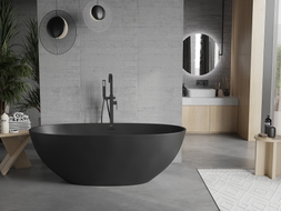 Mexen Bari freestanding bathtub made of conglomerate 165 x 75 cm, black matte - 57221657570