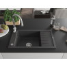 Mexen Elias 1-bowl granite sink with drainer and Savita kitchen faucet, black speckled - 6511-76-672601-00