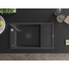 Mexen Elias one-bowl granite sink with drainer and Savita kitchen faucet, speckled black - 6511-76-672601-70-B